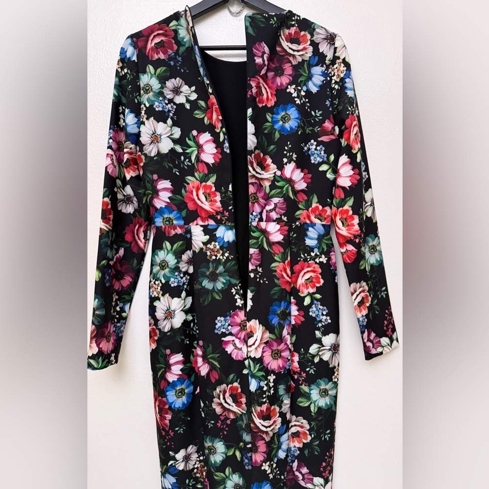 Black Halo Dress Lively Mini Black Floral Lined Sz 4 - Picture 8 of 10